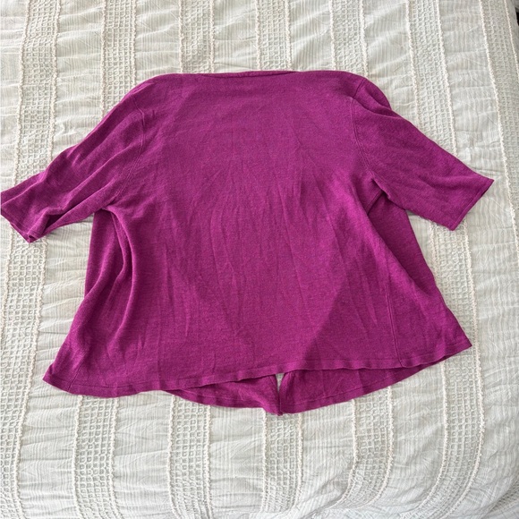 Eileen Fisher Linen Open Front Drape Cardigan Fuchsia Purple Size L - Picture 7 of 7